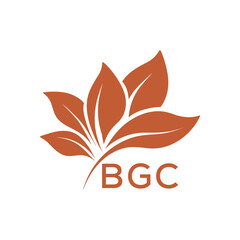 BGC Minimalist Leaf Logo Design with Text BGC, Botanical Nature Logo with Leaves in Brown, BGC Later Logo, Abstract Floral Logo for Natural Products.
