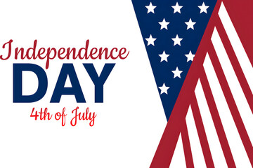 Independence day fourth of july text with american flag design