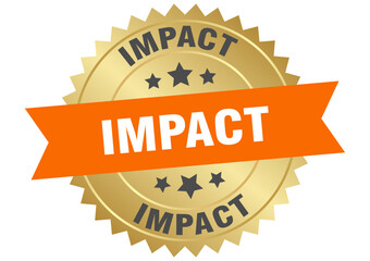 impact. impact round orange and gold label isolated on transparent background