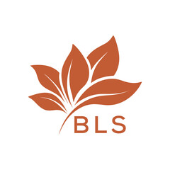 BLS Minimalist Leaf Logo Design with Text BLS, Botanical Nature Logo with Leaves in Brown, BLS Later Logo, Abstract Floral Logo for Natural Products.
