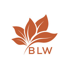 BLW Minimalist Leaf Logo Design with Text BLW, Botanical Nature Logo with Leaves in Brown, BLW Later Logo, Abstract Floral Logo for Natural Products.
