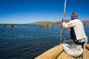 Fisherman in the Uros Islands, Lake Titicaca, Peru