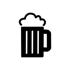 Beer Mug Icon – Foamy Beer Glass Silhouette Vecto。ビールジョッキのアイコン／泡付きグラスのシルエット素材