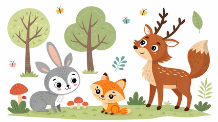 Naklejka premium Cute forest animals cartoon