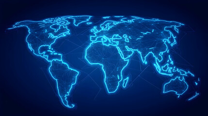 Blue Digital World Map