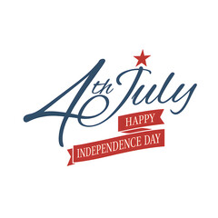 Elegant fourth of july design with script isolated on white background