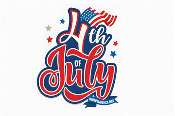 Fourth of july independence day lettering with flag and stars