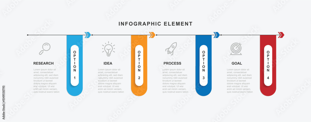 Poster business template presentation. management planning concept. 4 step process infographic vector eleme