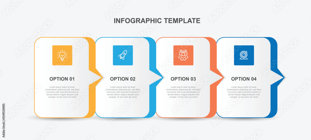 Poster business template presentation. management planning concept. 4 step process infographic vector eleme