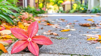 Peaceful urban road featuring a single decorative Yamaboko float under soft morning hues and clear skies
