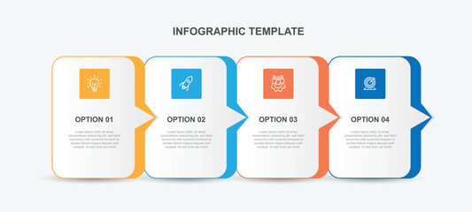 Obraz premium Business template presentation. Management planning concept. 4 step process infographic vector element 