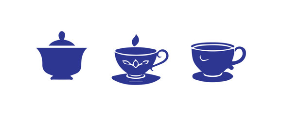 Minimal Cup Icon Collection, Hot Beverage Icon Coffee or Tea Cup Silhouette, vector illustration eps 10.