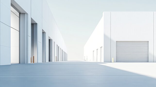 Empty warehouse complex.  Modern industrial buildings
