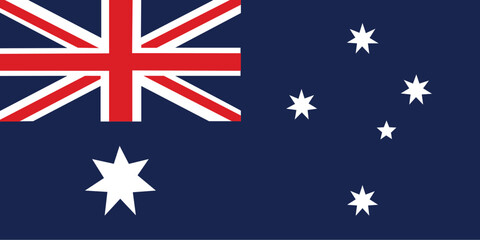 Fototapeta premium Flags of Australia. Flat element design. White isolated background National Flag. Politics and business concept. Vector illustration.
