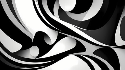 Fototapeta premium Striking Black and White Swirl Abstract Pattern with Dynamic Shapes