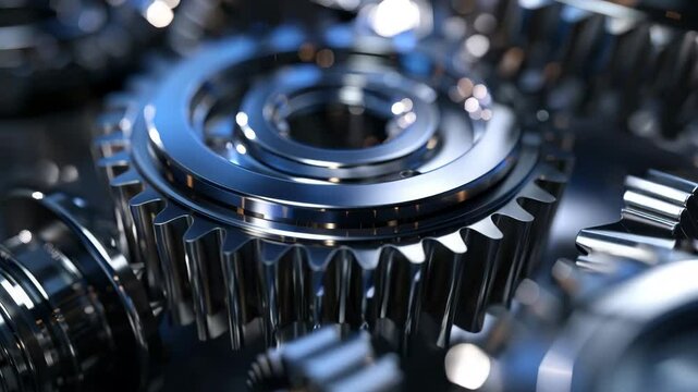 Shiny metal gears in precision mechanical system

