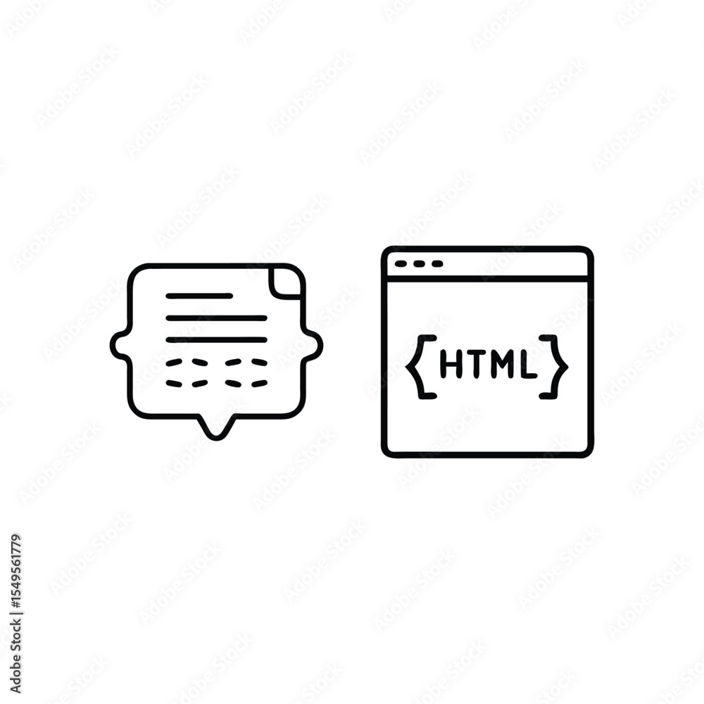 Poster vector art of code and html symbols isolated on white background