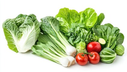Fresh assorted greens and vegetables
