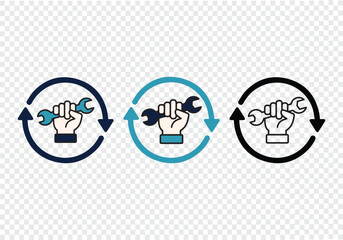 Spanner in hand for repair icon