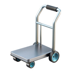 3D metal hand truck cart isolated on transparent background