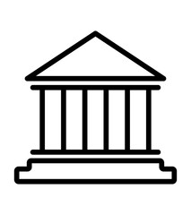 Iconic Building Silhouette: A minimalist outline of an imposing neoclassical building, its symmetrical facade and grand columns hinting at a structure of significance and historical weight.