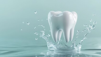 White tooth splashing in water
