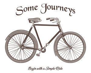 Vintage Bicycle Illustration – Hand Drawn Bike Poster with Inspirational Quote