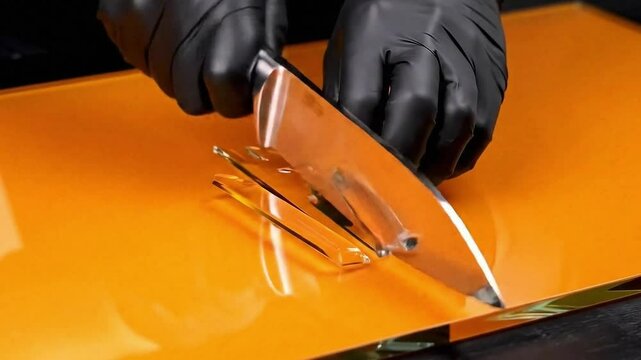 Cutting Glass with Large Knife