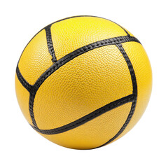 Bright yellow basketball featuring a textured surface for enhanced grip on a transparent background, cutout PNG