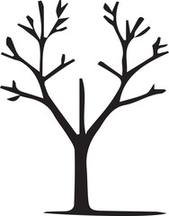 Obraz premium Tree Silhouette Vector - Black Tree Icon on White Background for Nature Logos, Wall Art & Eco-Friendly Designs
