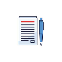 Fototapeta premium Content Marketing Document with Pen Icon - Writing, Strategy, and Publishing Symbol
