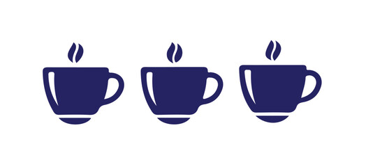 Flat design of a cup of coffee or tea with smoke. Black and white icon, vector illustration eps 10.