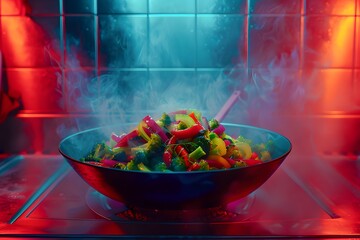 A Vibrant Vegetable Stir Fry In A Wok