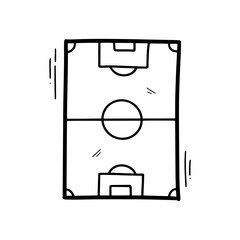 Hand Drawn Soccer Field Illustration. Doodle Vector. Isolated on White Background - EPS 10 Vector