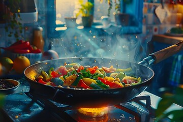 A Vibrant Vegetable Stir Fry In A Wok