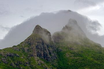 mountain landscape with fog