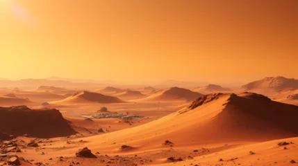 Selbstklebende Fototapeten mars space landscapes concept, the martian surface, the red sand dune © Alexandra