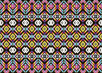 Abstract geometric design of ethnic, western fashion for Pakistani, Indian, Arab rugs, fabric, clothing, rugs, vector illustration, embroidery style, seamless, and wallpaper.