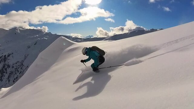 Slowmotion Skiing finest powder in Hochf&uuml;gen