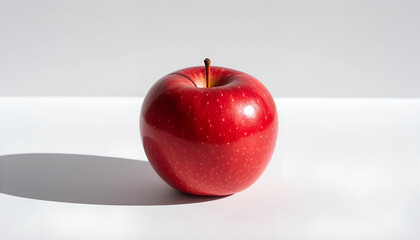 Vibrant Red Apple On Seamless White Background