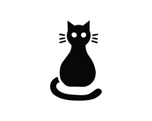 Minimal black cat logo for business design
