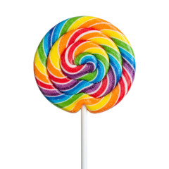 Rainbow swirl lollipop isolated on transparent background