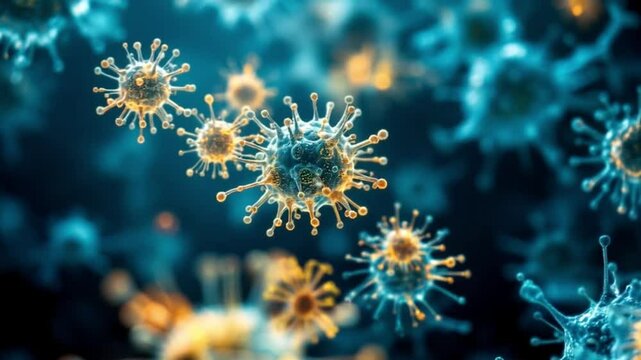 Bright, glowing bacteria and viruses in a fractal star pattern with a holiday light 4k Animation video