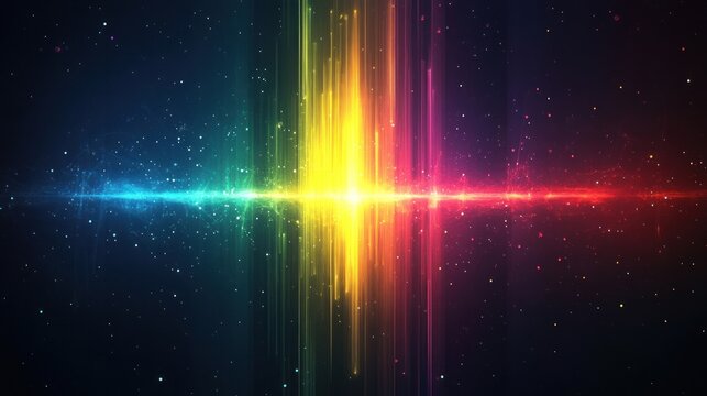 Glowing vertical rainbow light beams background abstract digital.