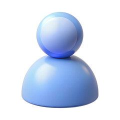 3D abstract blue user icon isolated on transparent background
