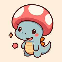 dino with mushroom hat cartoon character