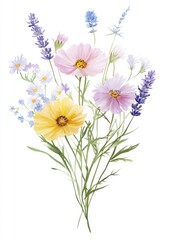 Fototapeta premium Flowers art illustration watercolor.