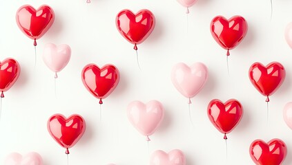 Heart-shaped balloons in a repeating pattern