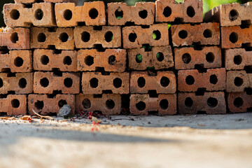 Close Up Of Burnt Clay Bricks,