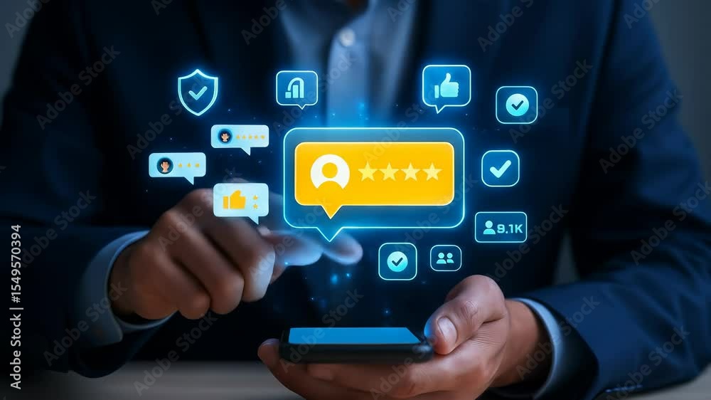 Poster customer review rating feedback social media digital marketing business communication satisfaction a